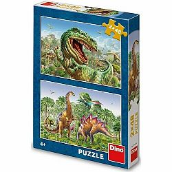 Dino Puzzle Souboj dinosaurů, 2x48 dílků