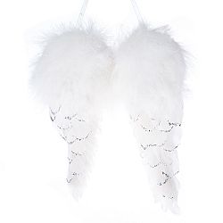 Andělská křídla z peří Christmas wings bílá, 31 x 25 x 8 cm