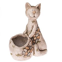 Keramický obal na květináč Sedící kočka, 21,5 x 43 x 32,5 cm