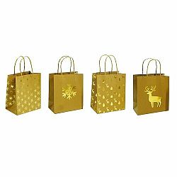 Sada vánočních dárkových tašek 4 ks, zlatá, 24 x 31 x 12 cm