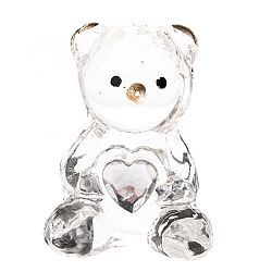 Skleněný medvídek se srdcem čirá, 4 x 2 x 3 cm