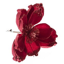 Umělá vánoční květina na klipu červená, 26 x 15 cm