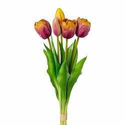 Umělý svazek tulipánů 5 ks mauve-yellow, v. 38 cm