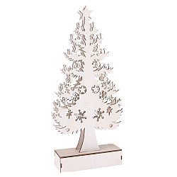 Vánoční dřevěná LED dekorace Stromek bílá, 32 x 15 cm