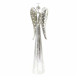 Vánoční kovový svícen na čajovou svíčku Angel stříbrná, 17 x 58 cm