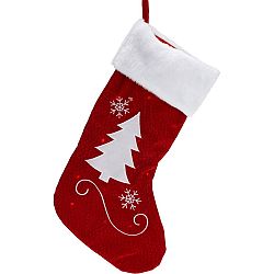 Vánoční LED ponožka se stromečkem červená, 41 cm