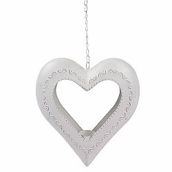 Závěsná kovová dekorace na čajovou svíčku Srdce, 27 x 68 x 5 cm